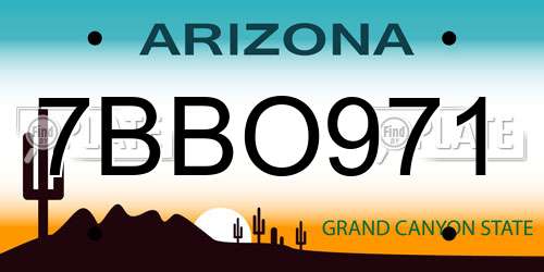 7BBO971 Arizona License Plate