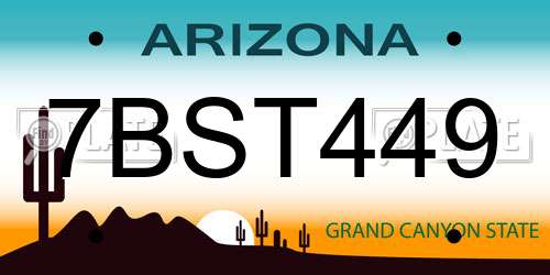 7BST449 Arizona License Plate
