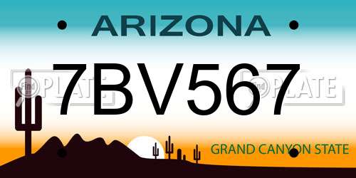 7BV567 Arizona License Plate