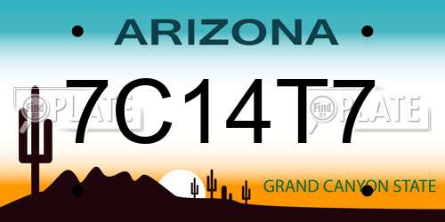 7C14T7 Arizona License Plate