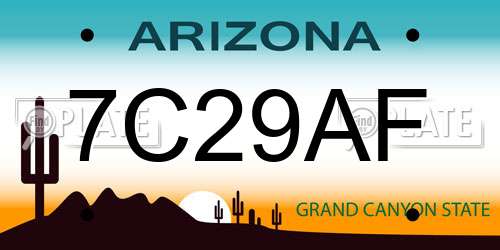 7C29AF Arizona License Plate
