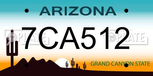 7CA512 Arizona License Plate
