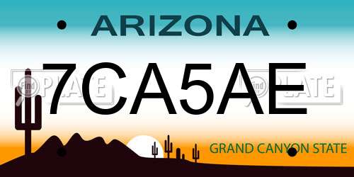 7CA5AE Arizona License Plate