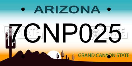7CNP025 Arizona License Plate