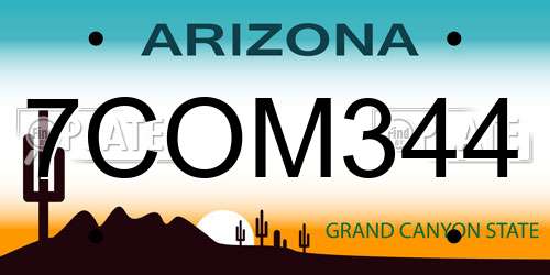 7COM344 Arizona License Plate