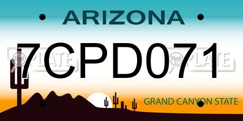 7CPD071 Arizona License Plate
