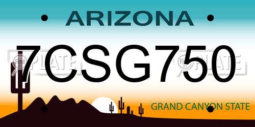 7CSG750 Arizona License Plate