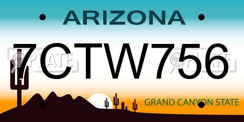 7CTW756 Arizona License Plate