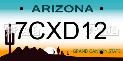 7CXD12 Arizona License Plate