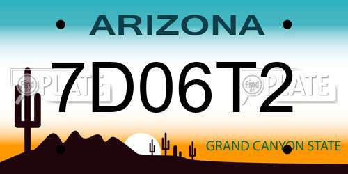 7D06T2 Arizona License Plate