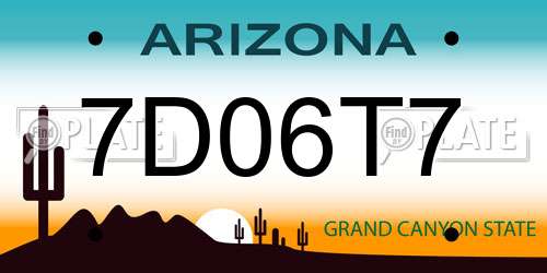 7D06T7 Arizona License Plate