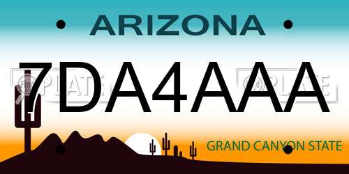 7DA4AAA Arizona License Plate
