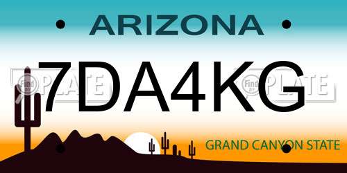 7DA4KG Arizona License Plate
