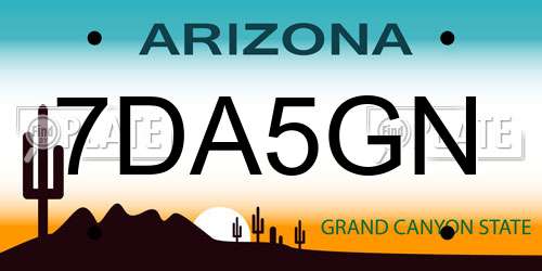 7DA5GN Arizona License Plate