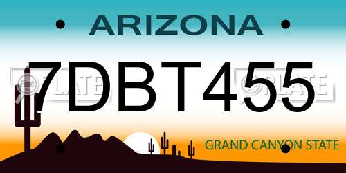 7DBT455 Arizona License Plate