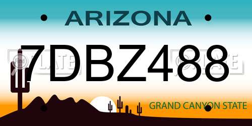 7DBZ488 Arizona License Plate