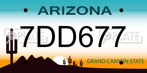 7DD677 Arizona License Plate