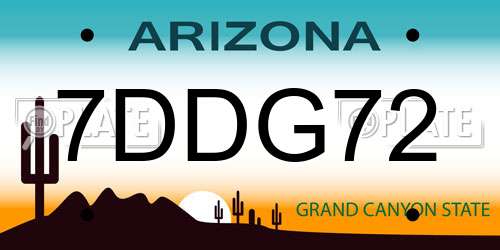 7DDG72 Arizona License Plate