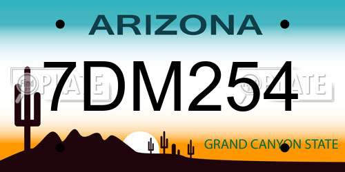7DM254 Arizona License Plate
