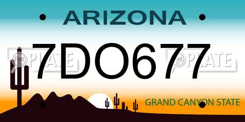 7DO677 Arizona License Plate
