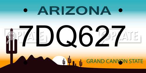 7DQ627 Arizona License Plate