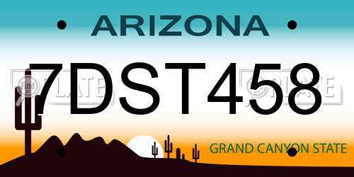 7DST458 Arizona License Plate