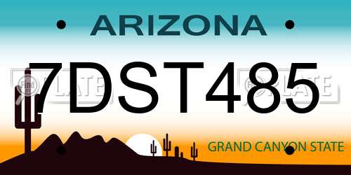7DST485 Arizona License Plate