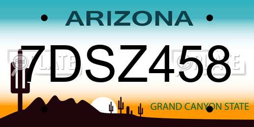 7DSZ458 Arizona License Plate