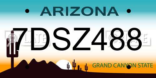 7DSZ488 Arizona License Plate