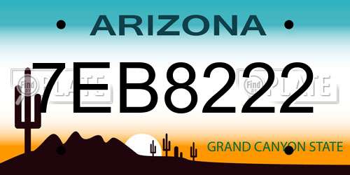 7EB8222 Arizona License Plate