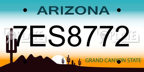 7ES8772 Arizona License Plate