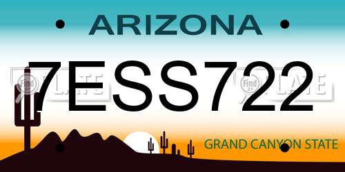 7ESS722 Arizona License Plate