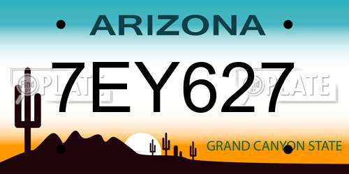 7EY627 Arizona License Plate