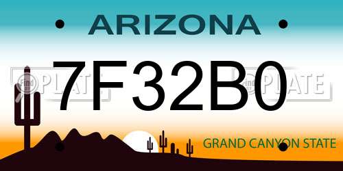 7F32B0 Arizona License Plate