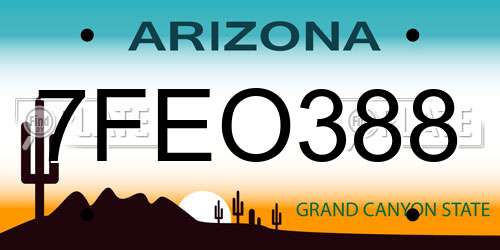 7FEO388 Arizona License Plate