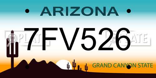 7FV526 Arizona License Plate