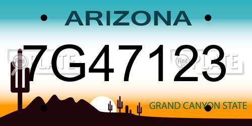 7G47123 Arizona License Plate