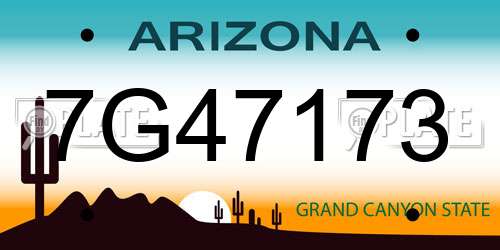 7G47173 Arizona License Plate