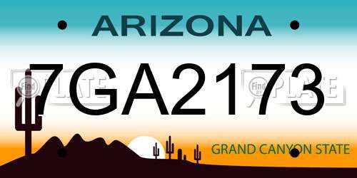 7GA2173 Arizona License Plate