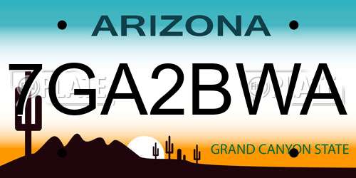 7GA2BWA Arizona License Plate