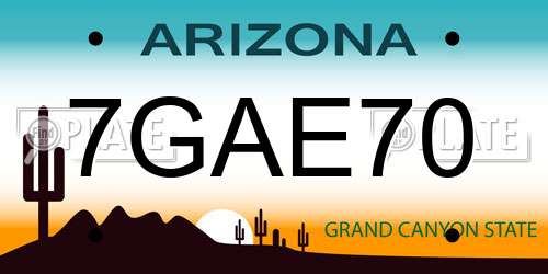 7GAE70 Arizona License Plate