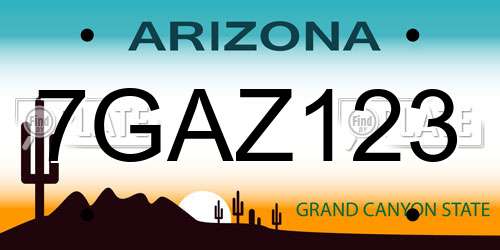 7GAZ123 Arizona License Plate