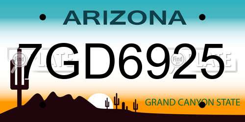7GD6925 Arizona License Plate