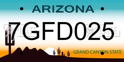 7GFD025 Arizona License Plate