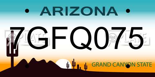 7GFQ075 Arizona License Plate