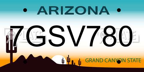 7GSV780 Arizona License Plate