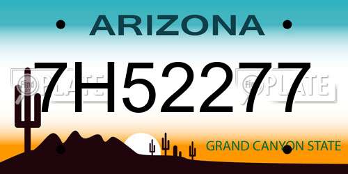 7H52277 Arizona License Plate