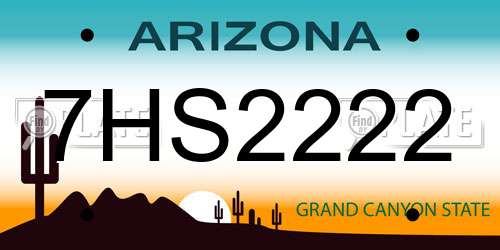 7HS2222 Arizona License Plate