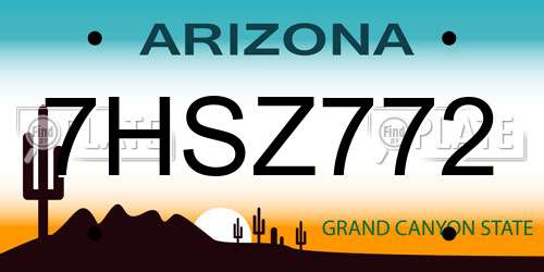7HSZ772 Arizona License Plate