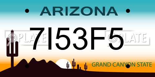 7I53F5 Arizona License Plate